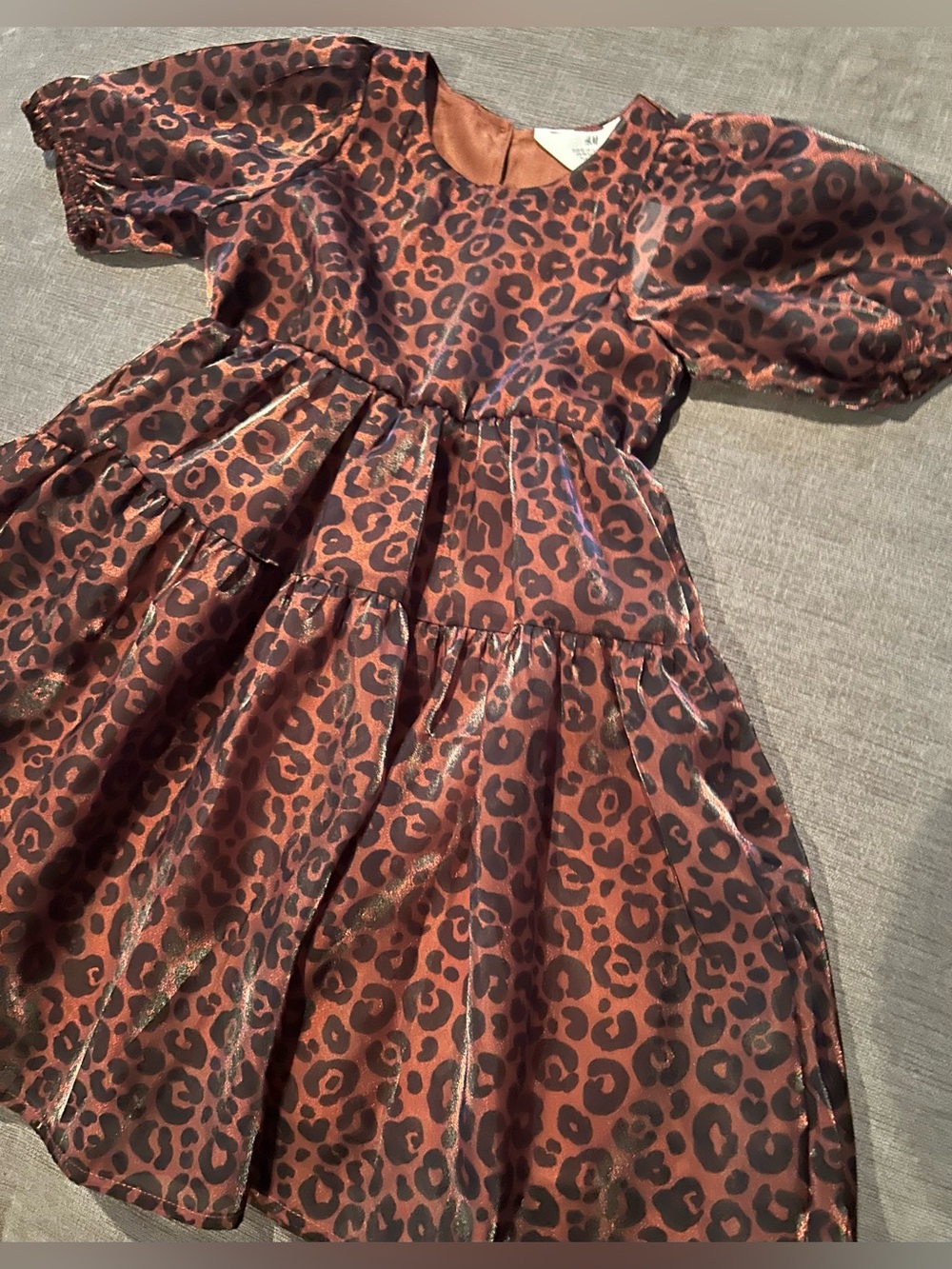 H&M Animal Print Brown Organza Dress 2T NWT - Picture 3 of 8